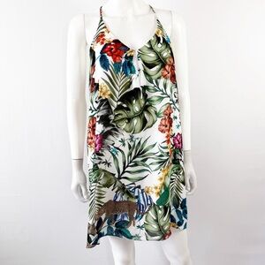 Belle Verre Tropical Floral Slip Dress Size S V-Neck Racerback Summer Vacation